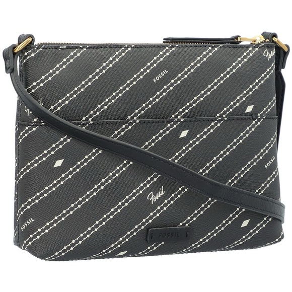 Fossil Fiona Crossbody Bag Black Zip Closure Front Back Pockets - Picture 3 of 13